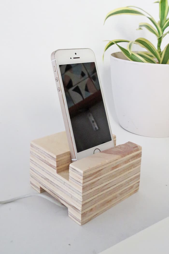 DIY plywood phone stand