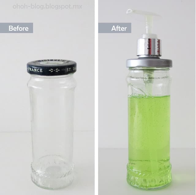DIY recycled jar into soap dispenser