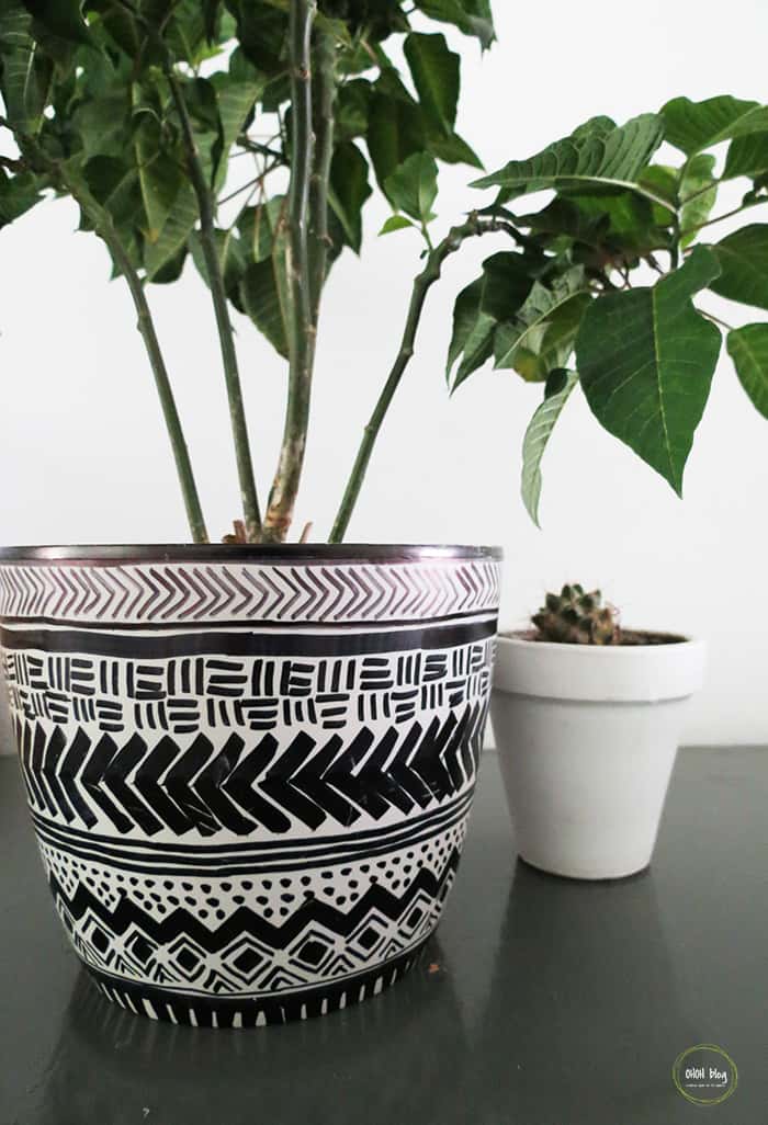 mud cloth inspired planter