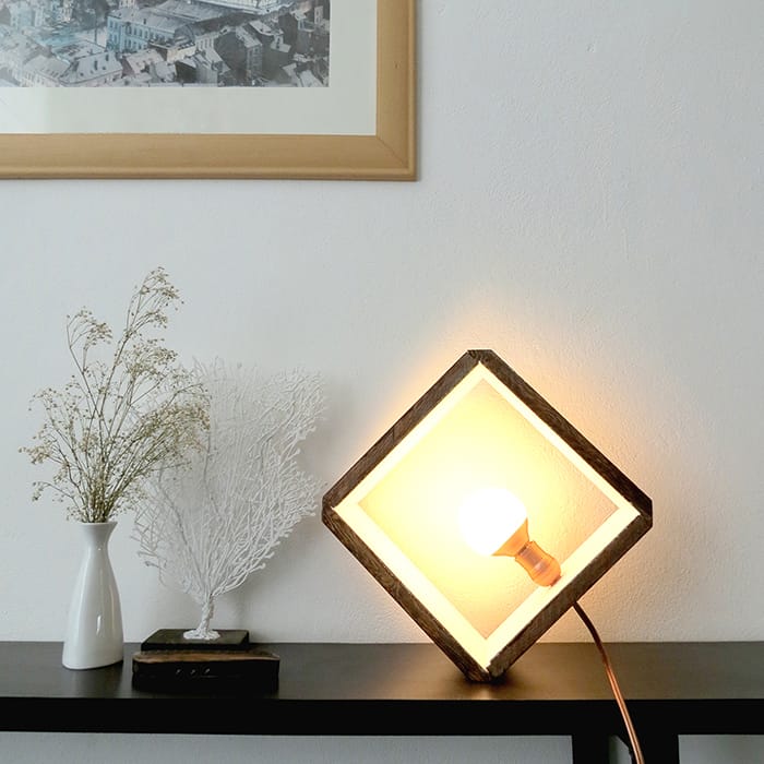 Wooden deals cube lamp