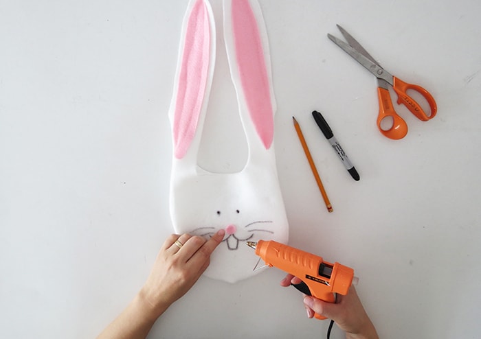 making a bunny bag for easter