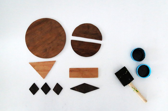 stain wood pieces for diy wall art