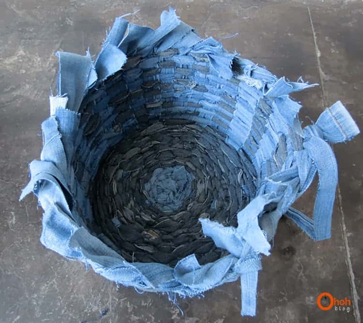 DIY recycled denim basket