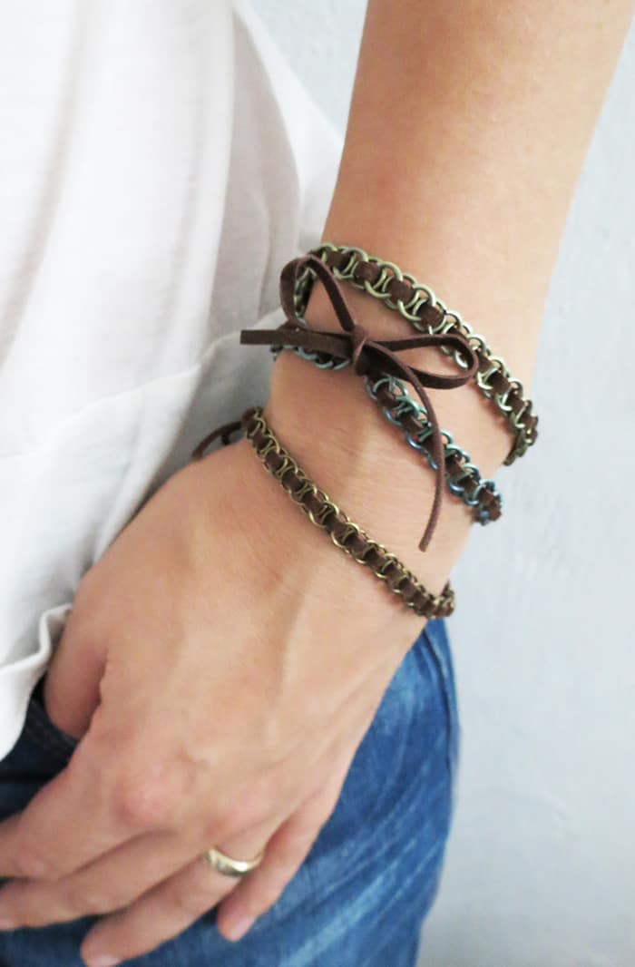 Jewelry DIY: Suede Woven Chain Bracelet DIY Part 2  Woven bracelet diy,  Chain bracelet diy, Jewelry projects