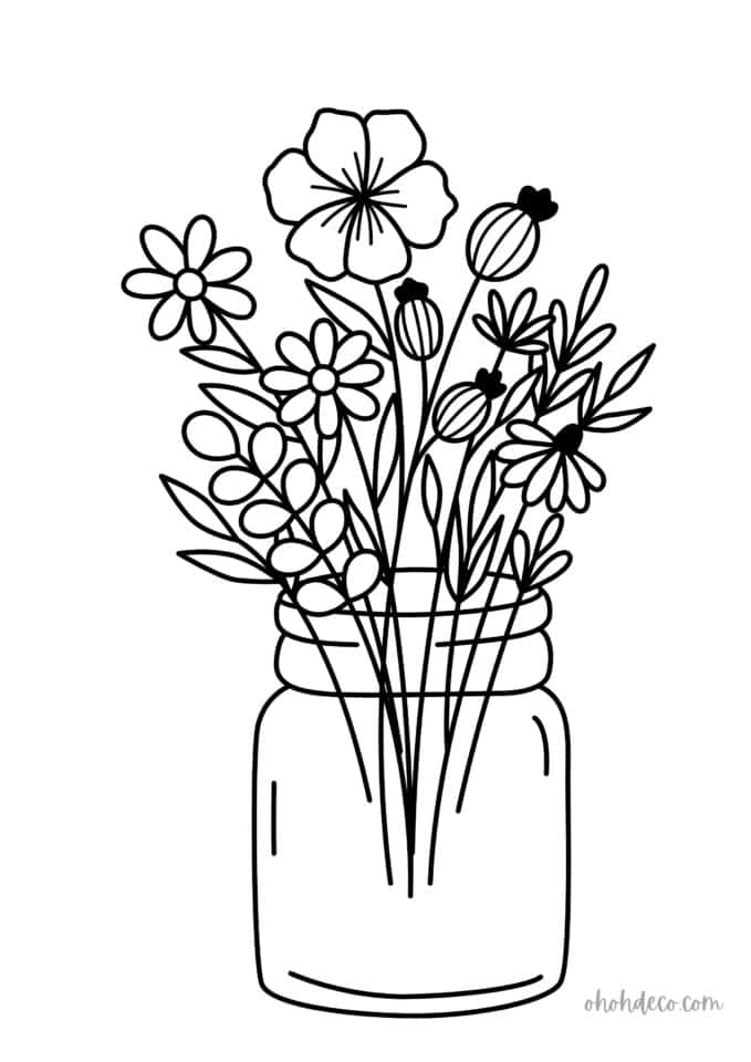 flower-jar-coloring-page - Ohoh deco