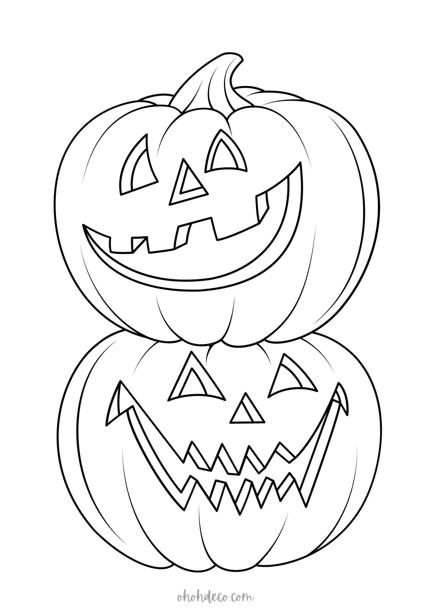 two pumpkin coloring pages 