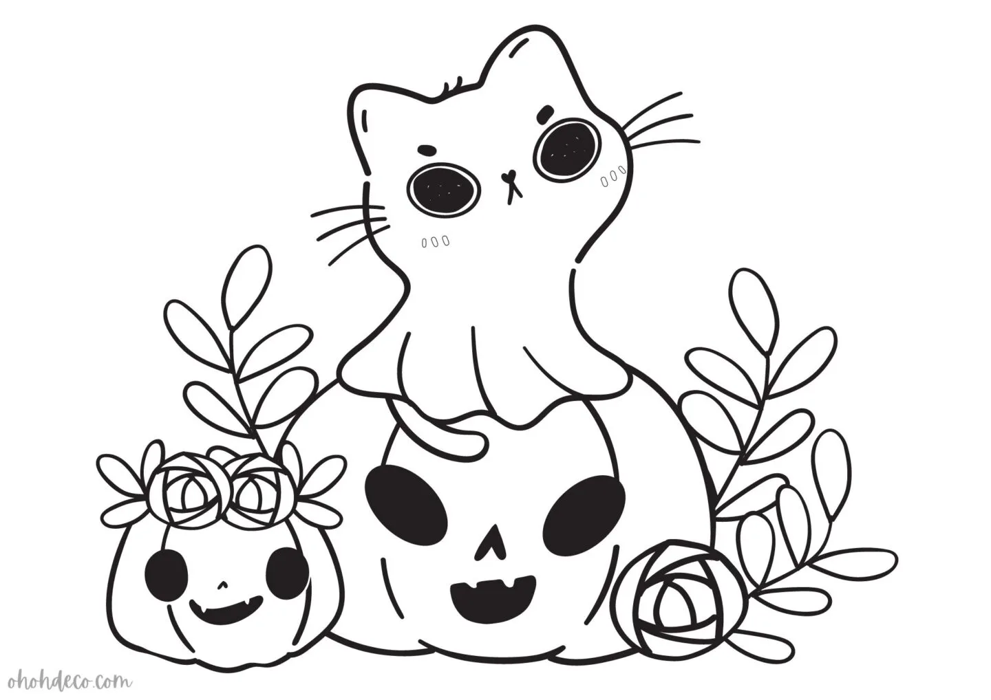 cat ghost coloring pages