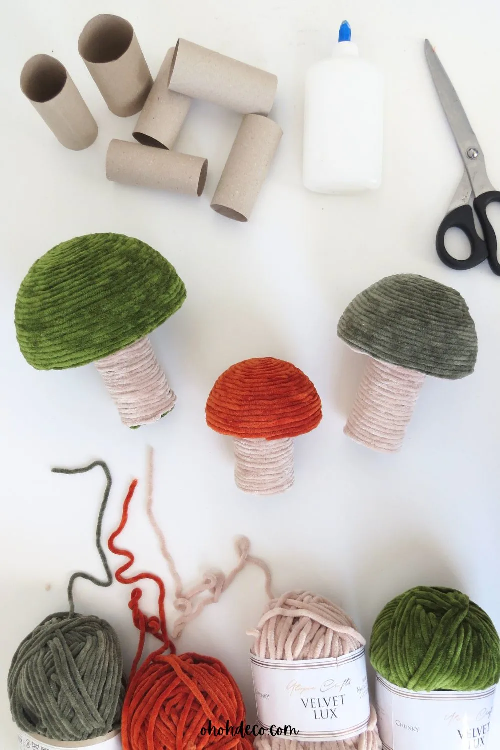 DIY mushroom with toilet paper rolls