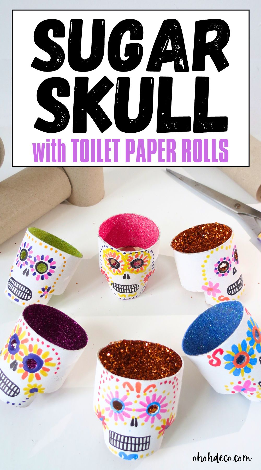 sugar skull craft with toilet paper rolls