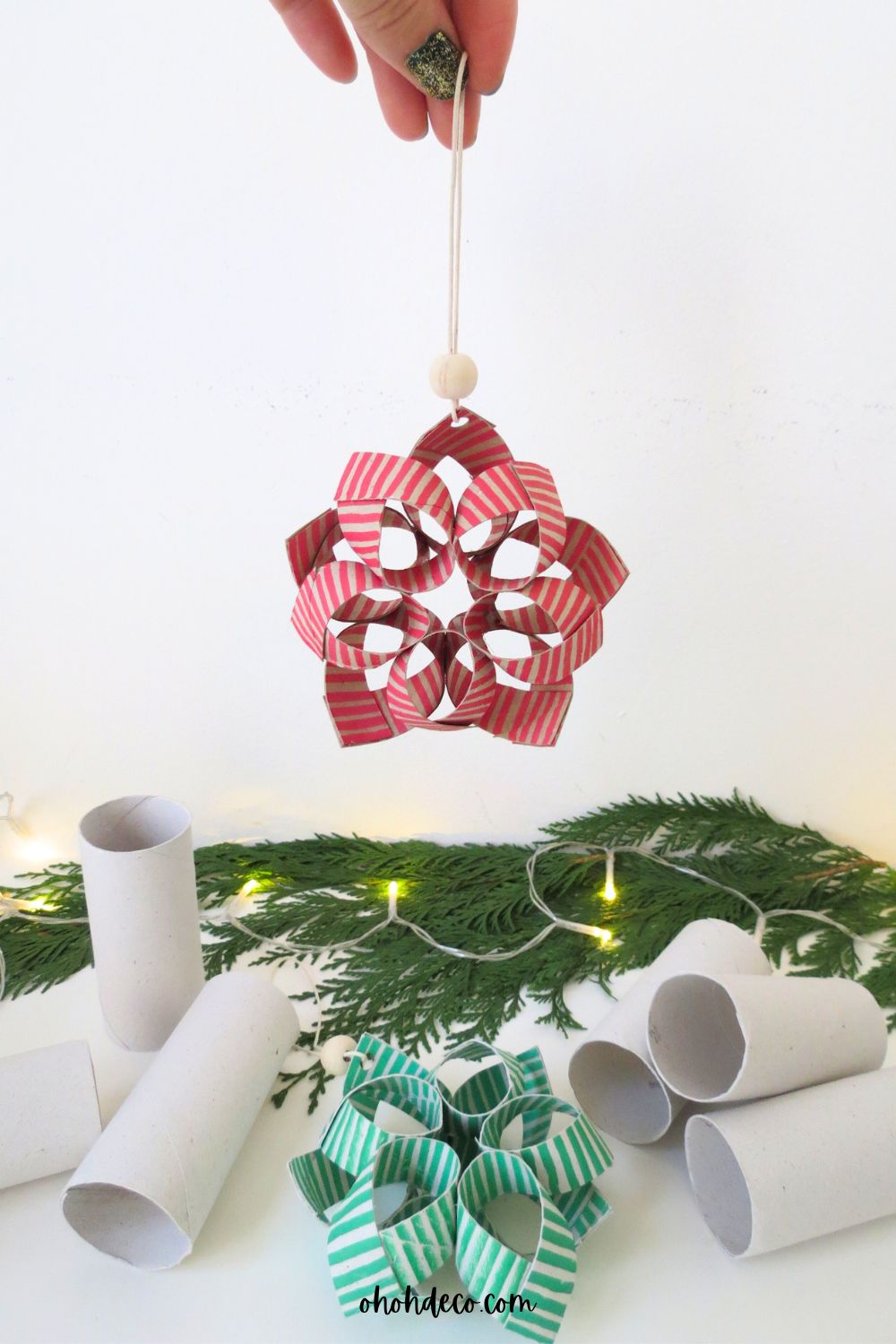 Christmas decorations with toilet paper rolls